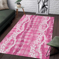 Hawaiian Ohia Lehua Lei Area Rug Plaid Palaka Akala Pattern LT9 Pink - Polynesian Pride