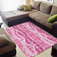 Hawaiian Ohia Lehua Lei Area Rug Plaid Palaka Akala Pattern LT9 - Polynesian Pride