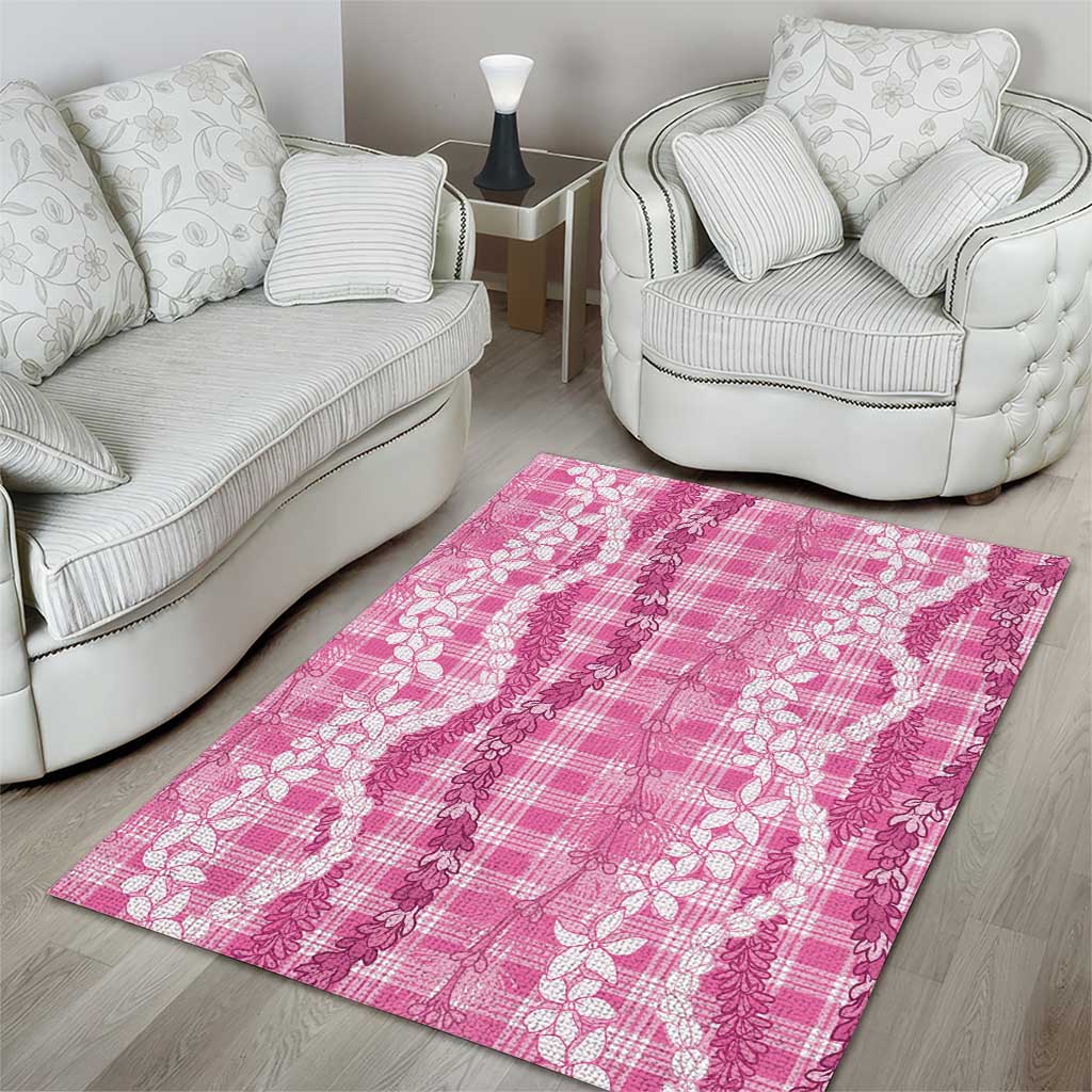 Hawaiian Ohia Lehua Lei Area Rug Plaid Palaka Akala Pattern LT9 - Polynesian Pride