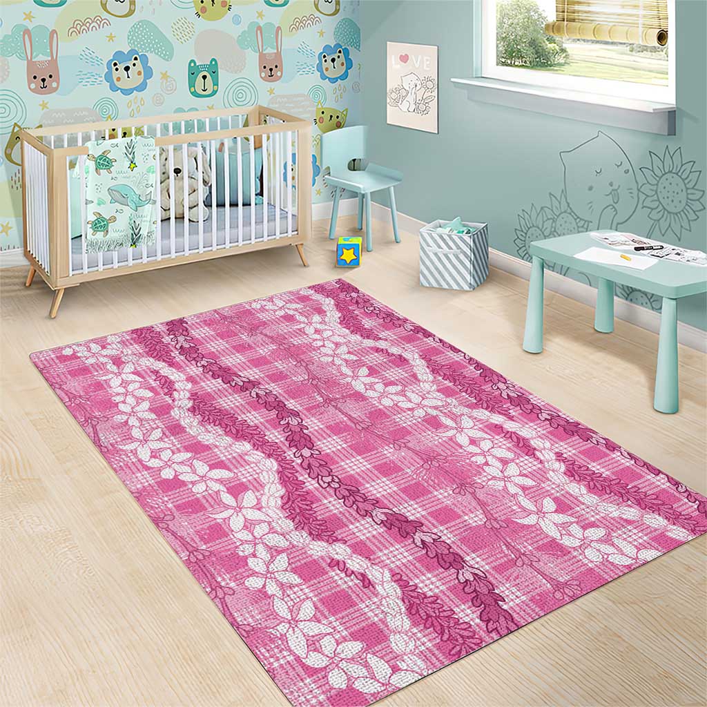 Hawaiian Ohia Lehua Lei Area Rug Plaid Palaka Akala Pattern LT9 - Polynesian Pride