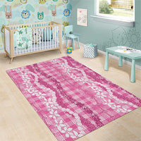 Hawaiian Ohia Lehua Lei Area Rug Plaid Palaka Akala Pattern LT9 - Polynesian Pride