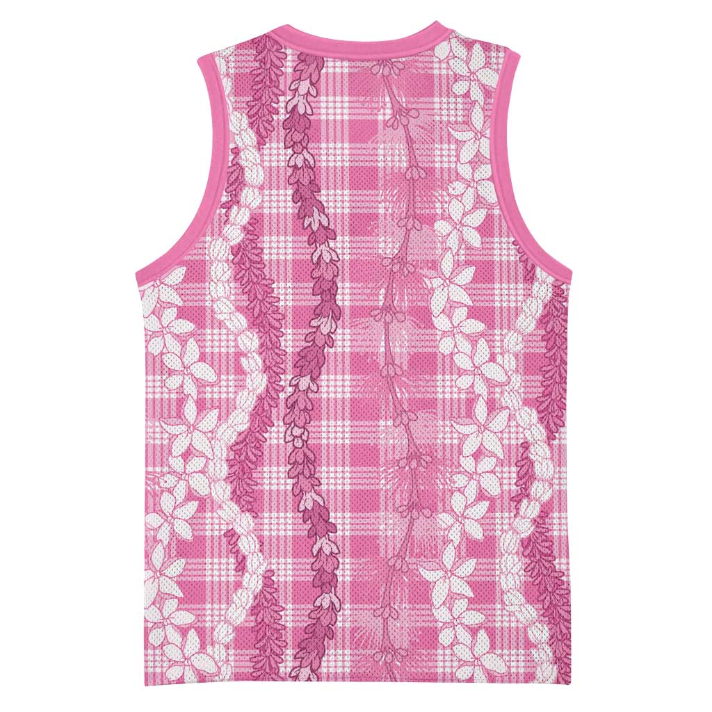 Hawaiian Ohia Lehua Lei Basketball Jersey Plaid Palaka Akala Pattern LT9 - Polynesian Pride