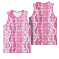 Hawaiian Ohia Lehua Lei Basketball Jersey Plaid Palaka Akala Pattern LT9 - Polynesian Pride