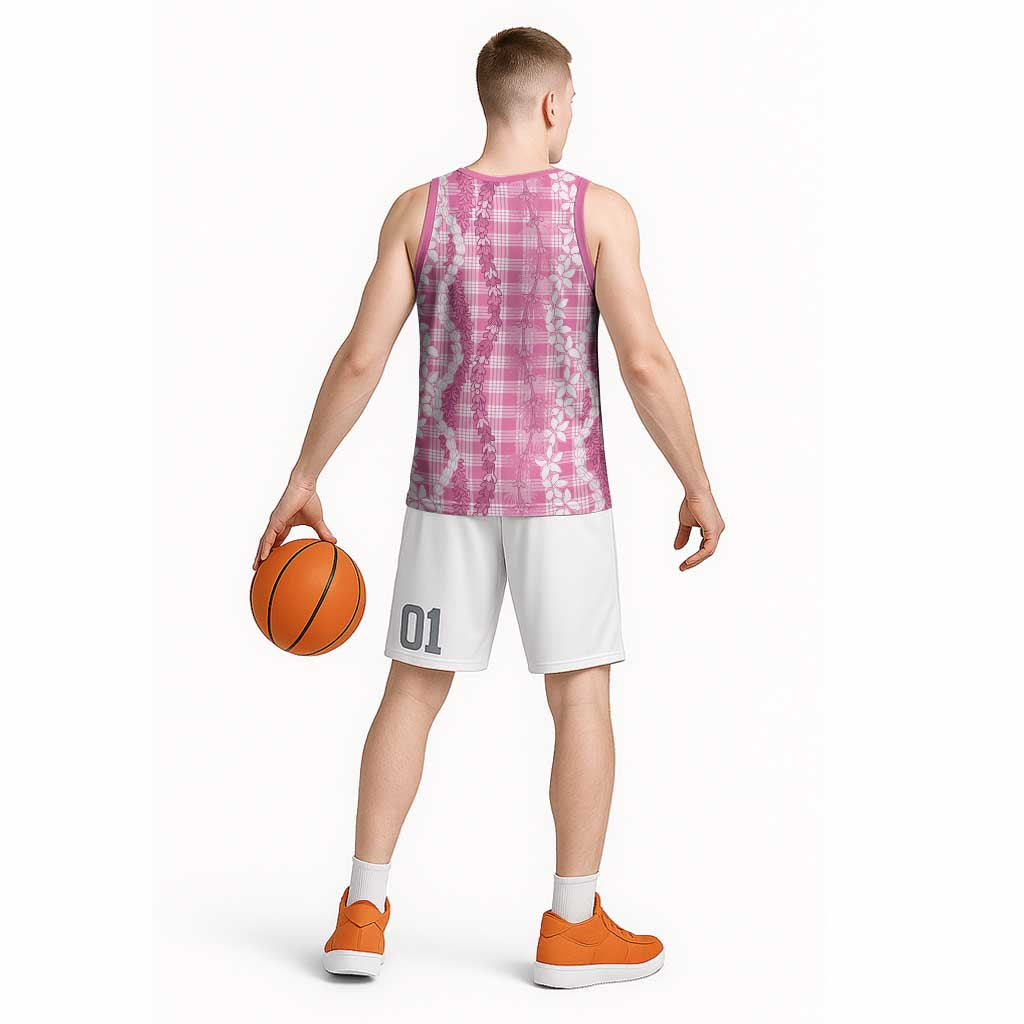 Hawaiian Ohia Lehua Lei Basketball Jersey Plaid Palaka Akala Pattern LT9 - Polynesian Pride