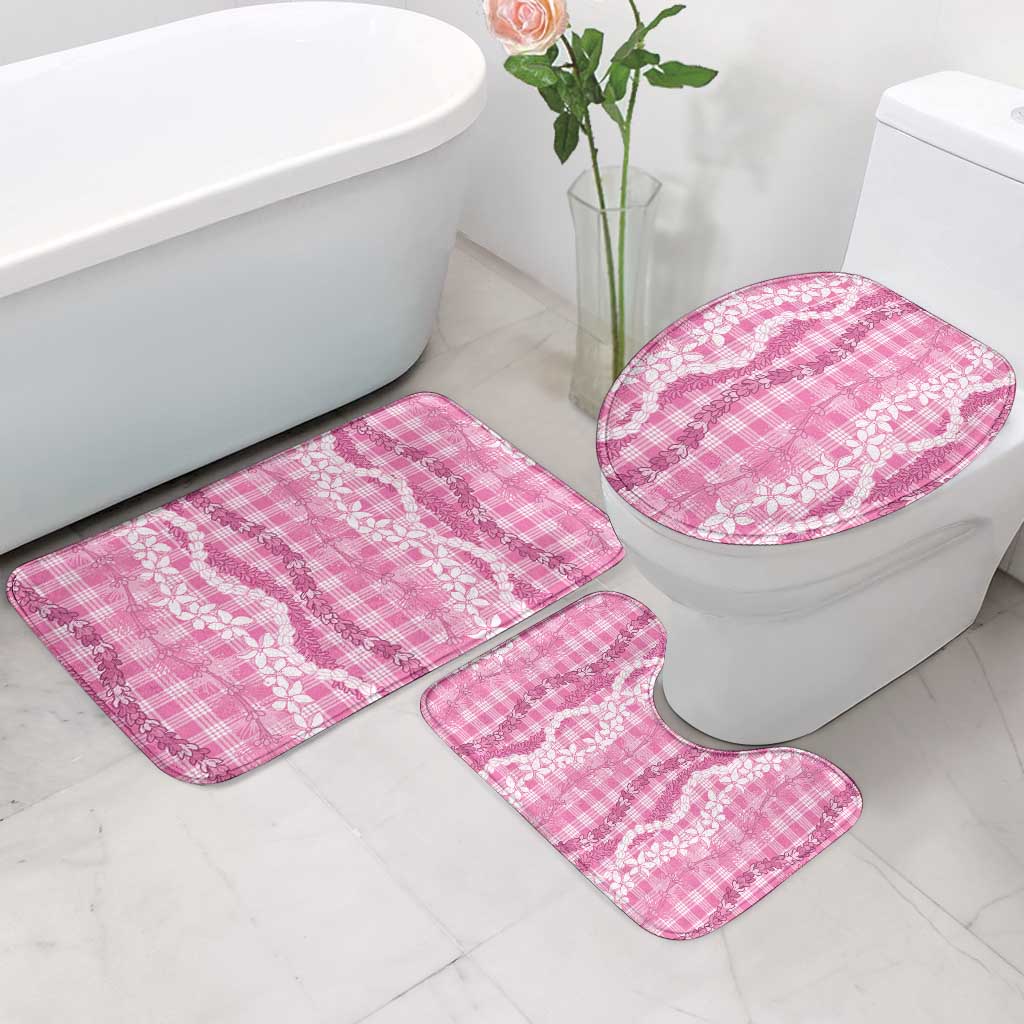 Hawaiian Ohia Lehua Lei Bathroom Set Plaid Palaka Akala Pattern LT9 - Polynesian Pride