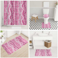 Hawaiian Ohia Lehua Lei Bathroom Set Plaid Palaka Akala Pattern LT9 - Polynesian Pride