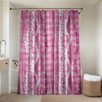 Hawaiian Ohia Lehua Lei Bathroom Set Plaid Palaka Akala Pattern LT9 Shower Curtain Only Pink - Polynesian Pride
