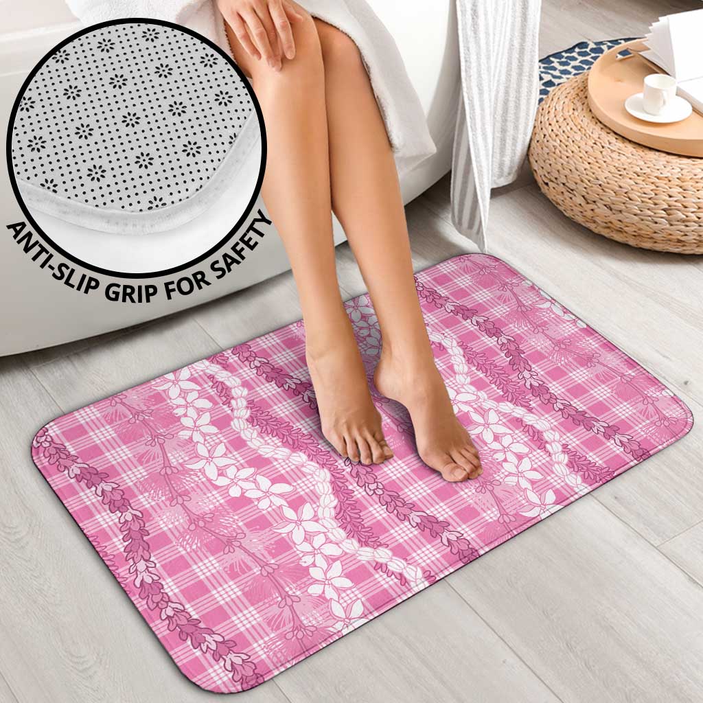 Hawaiian Ohia Lehua Lei Bathroom Set Plaid Palaka Akala Pattern LT9 - Polynesian Pride