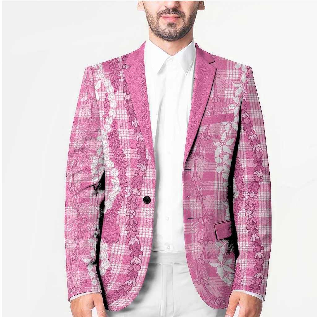 Hawaiian Ohia Lehua Lei Blazer Plaid Palaka Akala Pattern LT9 - Polynesian Pride