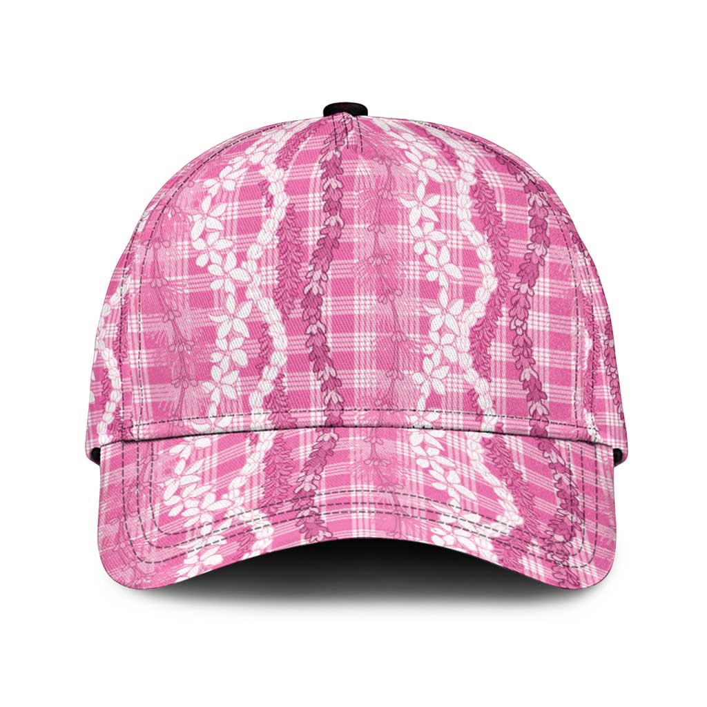 Hawaiian Ohia Lehua Lei Classic Cap Plaid Palaka Akala Pattern LT9 Universal Fit Pink - Polynesian Pride