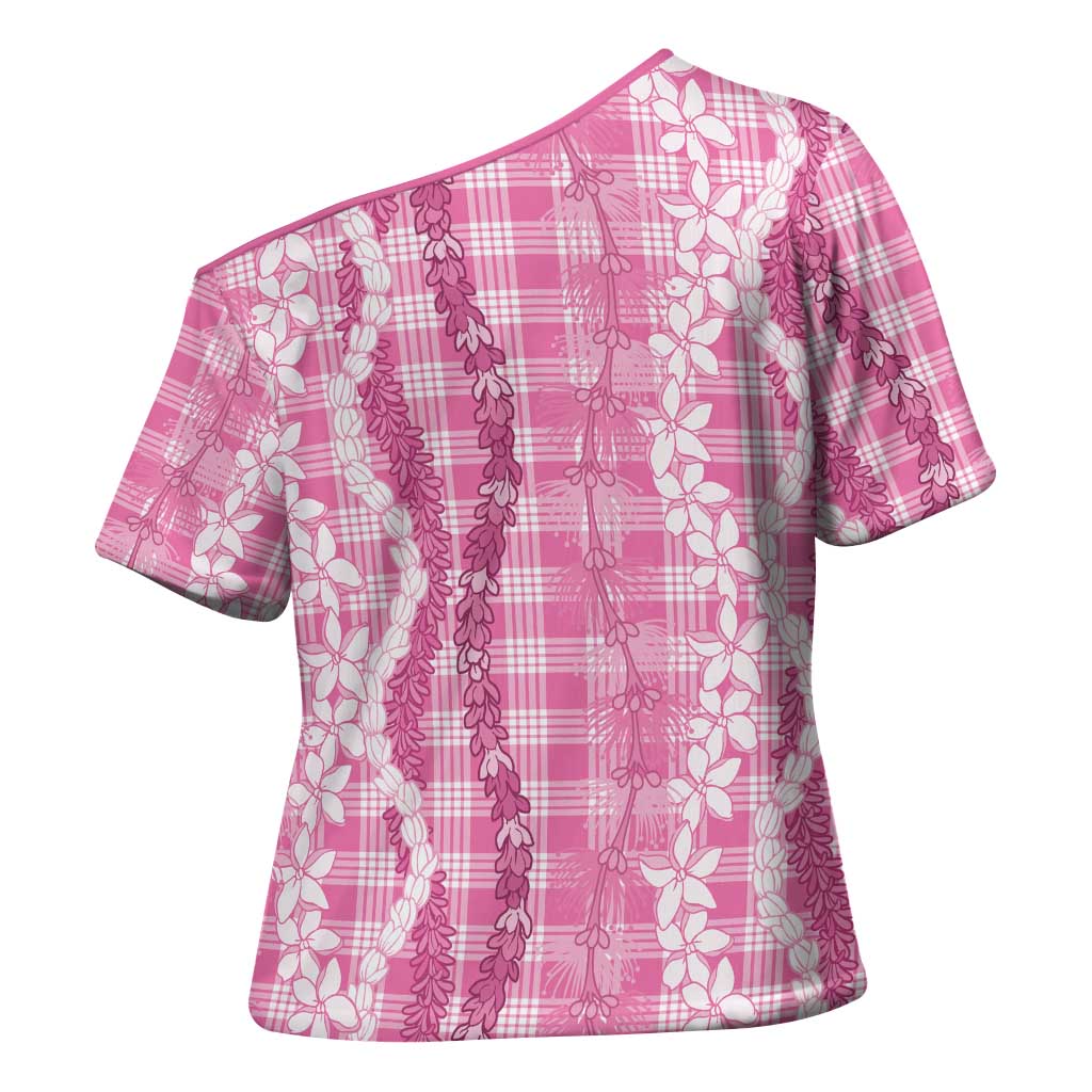 Hawaiian Ohia Lehua Lei Cross Shoulder Shirt Plaid Palaka Akala Pattern LT9 - Polynesian Pride