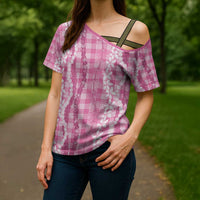 Hawaiian Ohia Lehua Lei Cross Shoulder Shirt Plaid Palaka Akala Pattern LT9 - Polynesian Pride