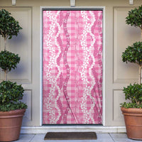 Hawaiian Ohia Lehua Lei Door Cover Plaid Palaka Akala Pattern LT9 Pink - Polynesian Pride
