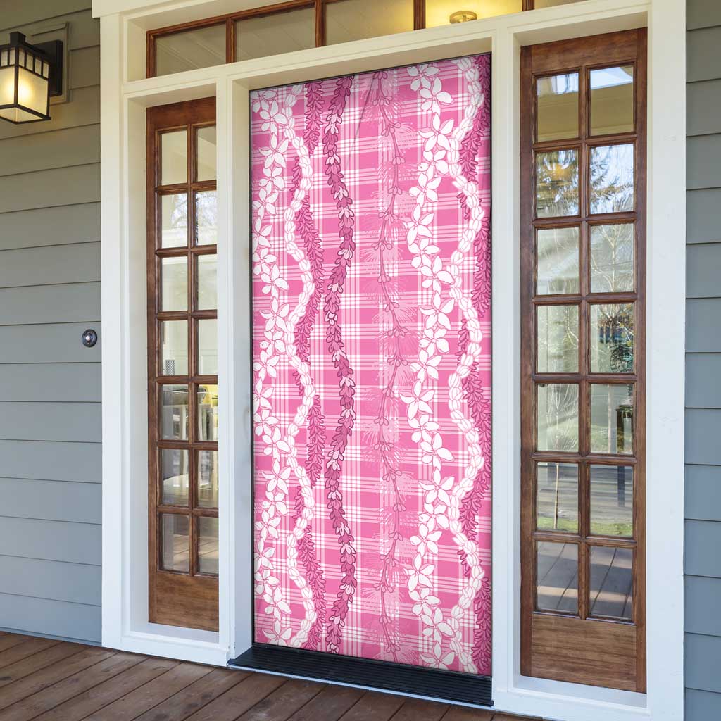 Hawaiian Ohia Lehua Lei Door Cover Plaid Palaka Akala Pattern LT9 - Polynesian Pride