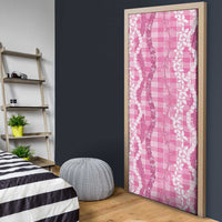 Hawaiian Ohia Lehua Lei Door Cover Plaid Palaka Akala Pattern LT9 - Polynesian Pride