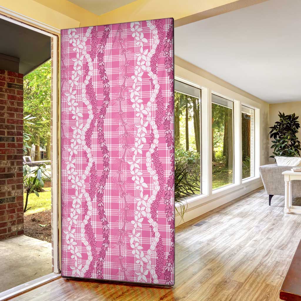 Hawaiian Ohia Lehua Lei Door Cover Plaid Palaka Akala Pattern LT9 - Polynesian Pride