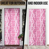 Hawaiian Ohia Lehua Lei Door Cover Plaid Palaka Akala Pattern LT9 - Polynesian Pride