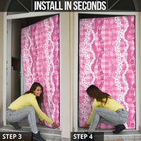Hawaiian Ohia Lehua Lei Door Cover Plaid Palaka Akala Pattern LT9 - Polynesian Pride