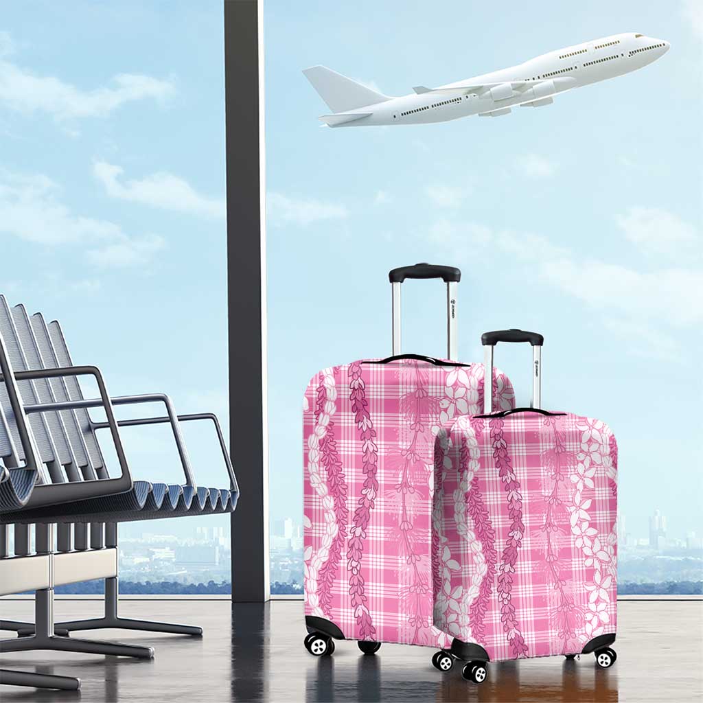 Hawaiian Ohia Lehua Lei Luggage Cover Plaid Palaka Akala Pattern LT9 - Polynesian Pride