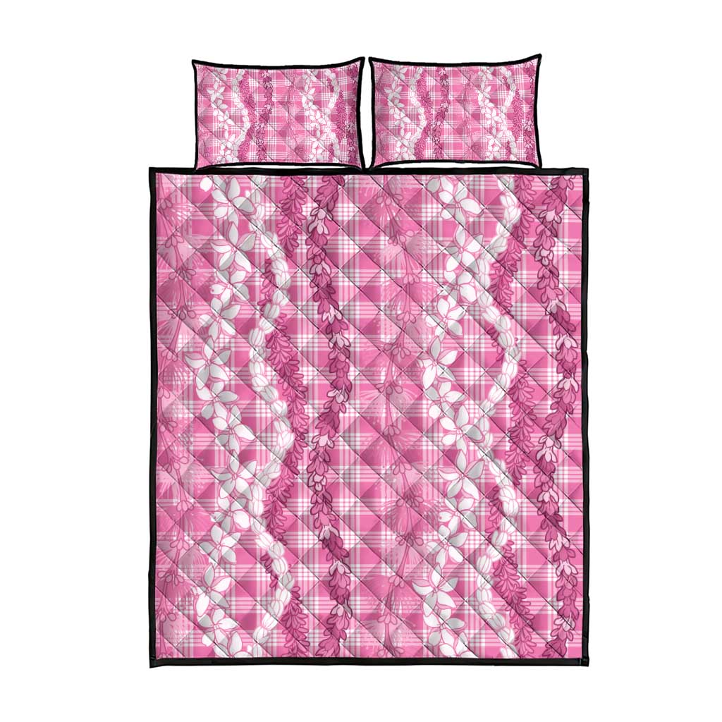 Hawaiian Ohia Lehua Lei Quilt Bed Set Plaid Palaka Akala Pattern LT9 - Polynesian Pride