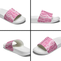 Hawaiian Ohia Lehua Lei Slide Sandals Plaid Palaka Akala Pattern LT9 - Polynesian Pride