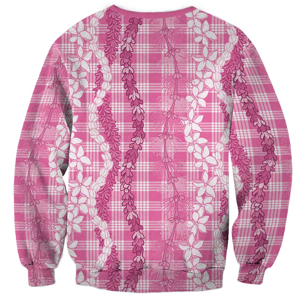 Hawaiian Ohia Lehua Lei Sweatshirt Plaid Palaka Akala Pattern LT9 - Polynesian Pride