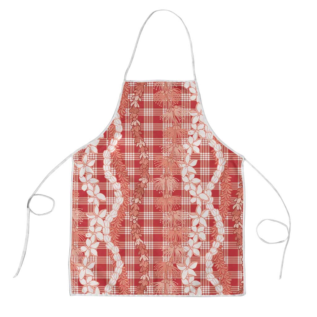 Hawaiian Ohia Lehua Lei Apron Plaid Palaka Ulaula Pattern LT9 Red - Polynesian Pride