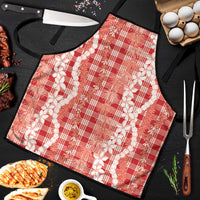 Hawaiian Ohia Lehua Lei Apron Plaid Palaka Ulaula Pattern LT9 Red - Polynesian Pride