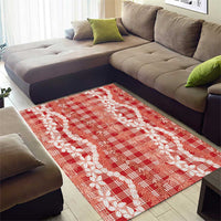 Hawaiian Ohia Lehua Lei Area Rug Plaid Palaka Ulaula Pattern LT9 - Polynesian Pride