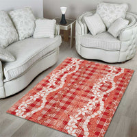 Hawaiian Ohia Lehua Lei Area Rug Plaid Palaka Ulaula Pattern LT9 - Polynesian Pride