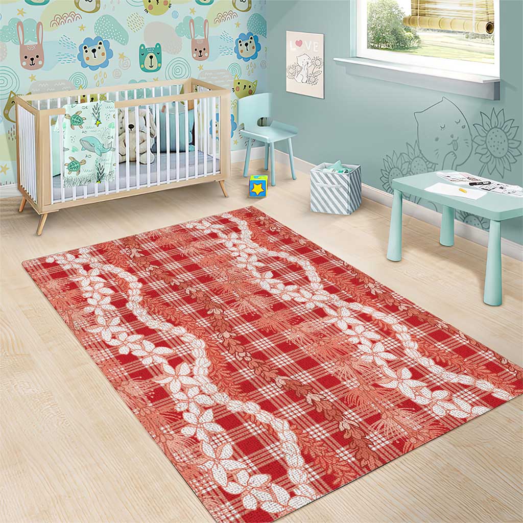 Hawaiian Ohia Lehua Lei Area Rug Plaid Palaka Ulaula Pattern LT9 - Polynesian Pride