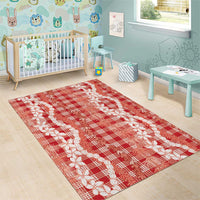 Hawaiian Ohia Lehua Lei Area Rug Plaid Palaka Ulaula Pattern LT9 - Polynesian Pride