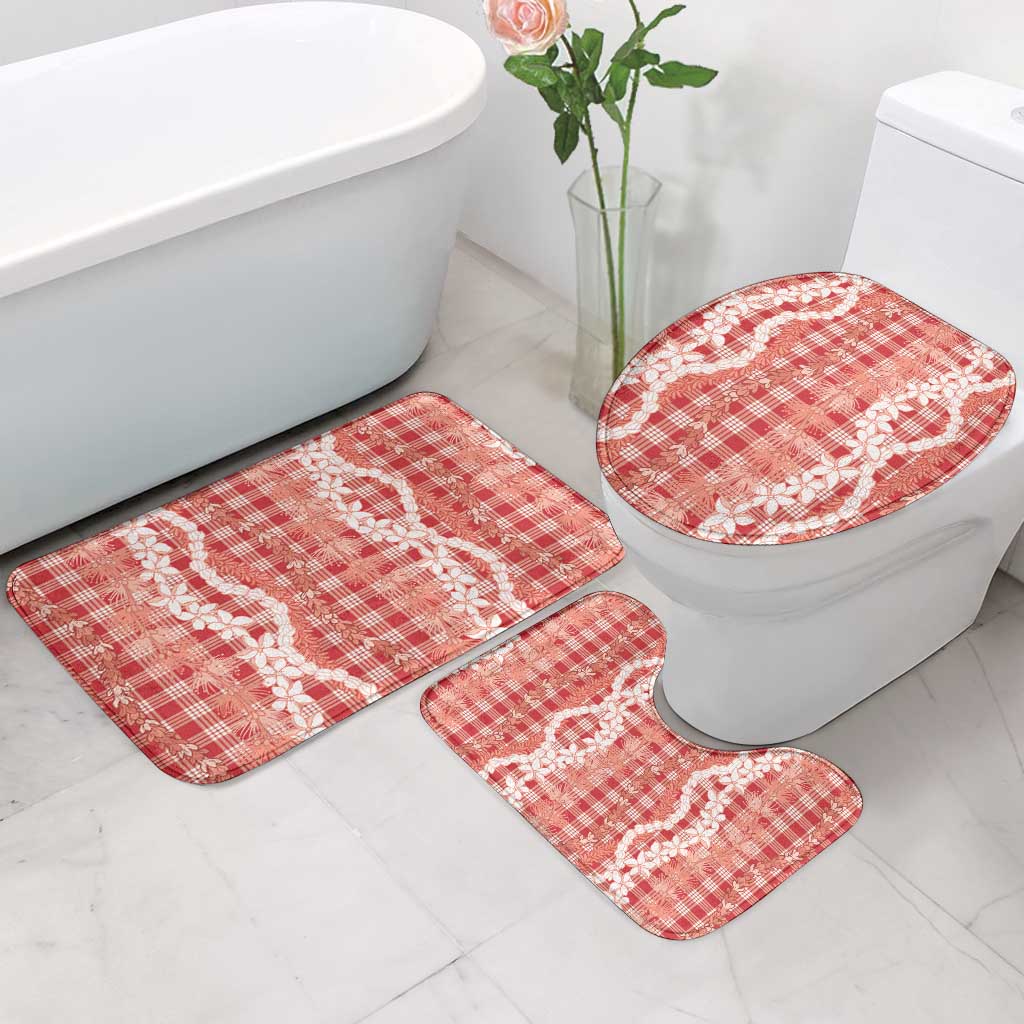 Hawaiian Ohia Lehua Lei Bathroom Set Plaid Palaka Ulaula Pattern LT9 - Polynesian Pride