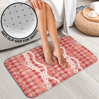 Hawaiian Ohia Lehua Lei Bathroom Set Plaid Palaka Ulaula Pattern LT9 - Polynesian Pride