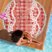 Hawaiian Ohia Lehua Lei Beach Blanket Plaid Palaka Ulaula Pattern LT9 - Polynesian Pride