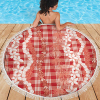 Hawaiian Ohia Lehua Lei Beach Blanket Plaid Palaka Ulaula Pattern LT9 - Polynesian Pride