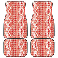 Hawaiian Ohia Lehua Lei Car Mats Plaid Palaka Ulaula Pattern LT9 - Polynesian Pride