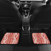 Hawaiian Ohia Lehua Lei Car Mats Plaid Palaka Ulaula Pattern LT9 Set 2pcs - Back Red - Polynesian Pride