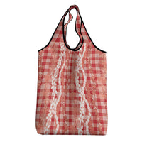 Hawaiian Ohia Lehua Lei Grocery Bag Plaid Palaka Ulaula Pattern LT9 - Polynesian Pride