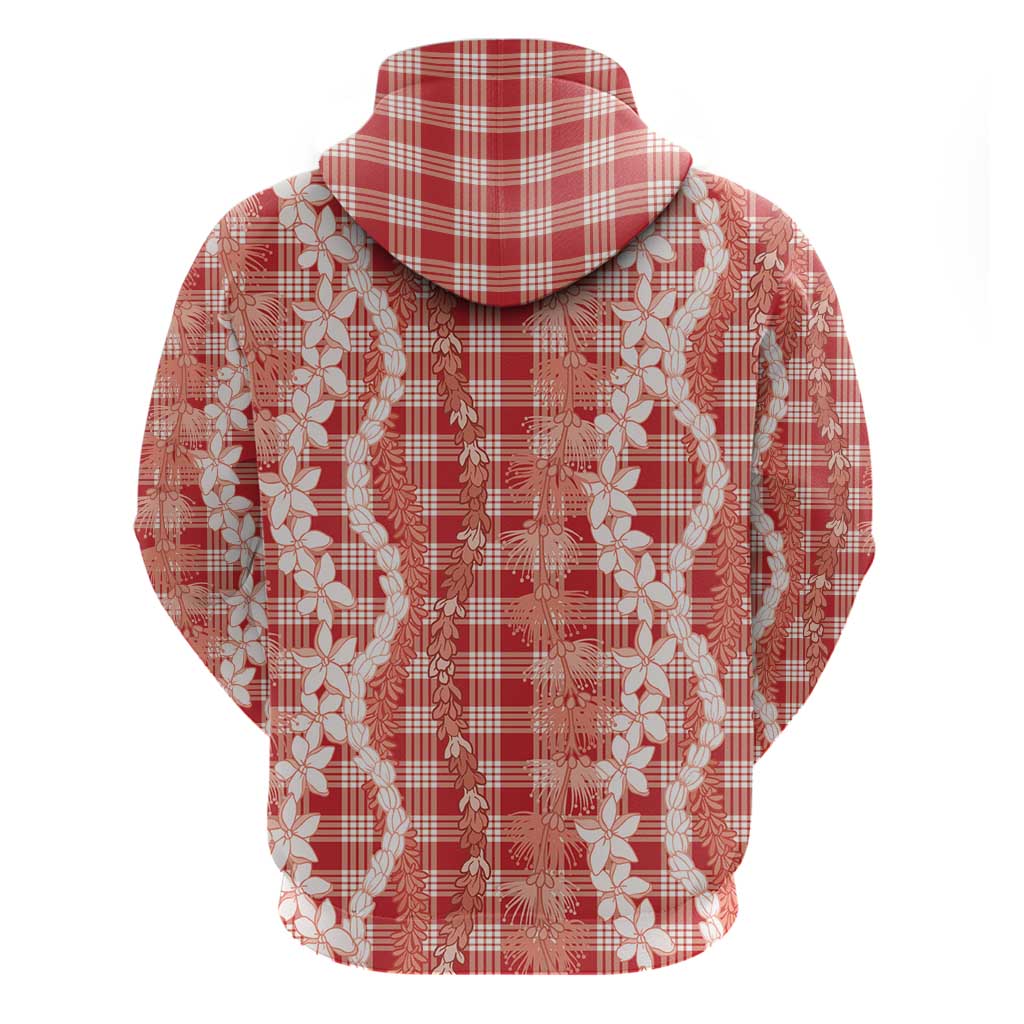 Hawaiian Ohia Lehua Lei Hoodie Plaid Palaka Ulaula Pattern LT9 - Polynesian Pride
