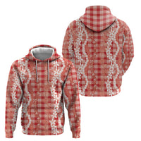 Hawaiian Ohia Lehua Lei Hoodie Plaid Palaka Ulaula Pattern LT9 - Polynesian Pride