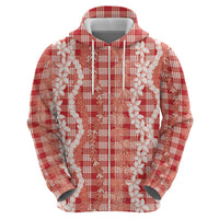 Hawaiian Ohia Lehua Lei Hoodie Plaid Palaka Ulaula Pattern LT9 - Polynesian Pride