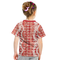 Hawaiian Ohia Lehua Lei Kid T Shirt Plaid Palaka Ulaula Pattern LT9 - Polynesian Pride