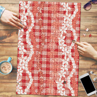 Hawaiian Ohia Lehua Lei Puzzle Plaid Palaka Ulaula Pattern LT9 Red - Polynesian Pride