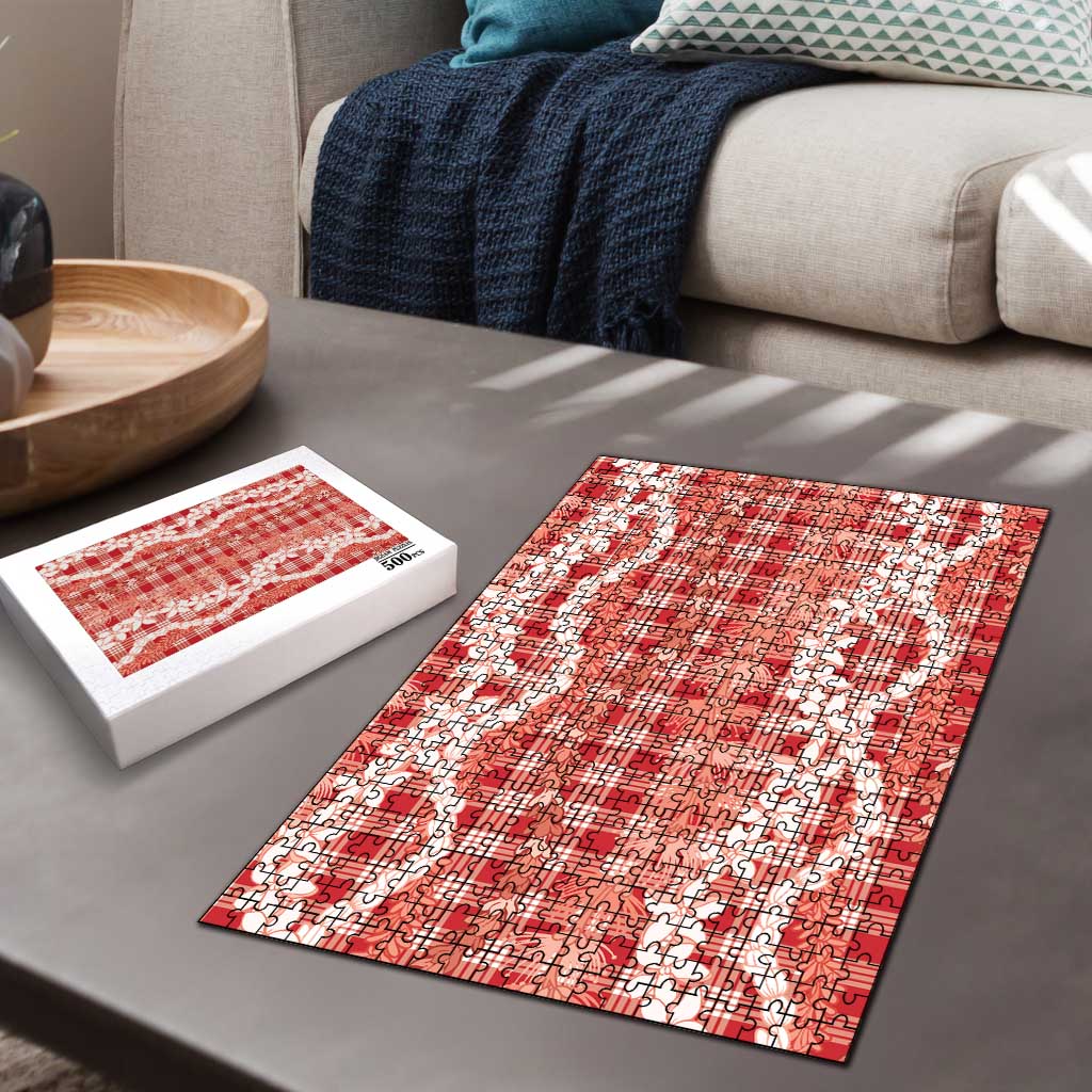 Hawaiian Ohia Lehua Lei Puzzle Plaid Palaka Ulaula Pattern LT9 - Polynesian Pride