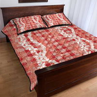Hawaiian Ohia Lehua Lei Quilt Bed Set Plaid Palaka Ulaula Pattern LT9 - Polynesian Pride