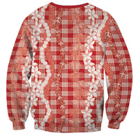 Hawaiian Ohia Lehua Lei Sweatshirt Plaid Palaka Ulaula Pattern LT9 - Polynesian Pride