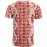 Hawaiian Ohia Lehua Lei T Shirt Plaid Palaka Ulaula Pattern LT9 - Polynesian Pride