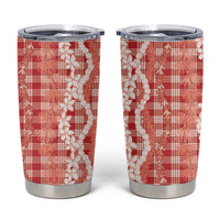 Hawaiian Ohia Lehua Lei Tumbler Cup Plaid Palaka Ulaula Pattern LT9 Red - Polynesian Pride