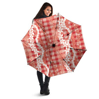 Hawaiian Ohia Lehua Lei Umbrella Plaid Palaka Ulaula Pattern LT9 - Polynesian Pride